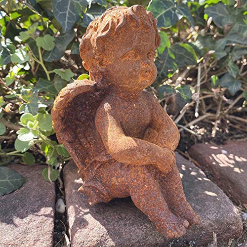 aubaho Skulptur Engel Engelsfigur Figur Dekoration Eisen Rost Antik-Stil 11cm von aubaho