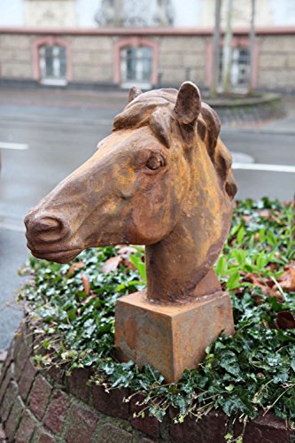 aubaho Skulptur Figur Pferd Eisen Sculpture Iron Horse 62cm Pferdekopf Gewicht 25kg von aubaho