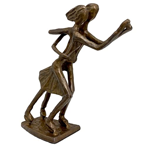 Skulptur Paarlauf Schlittschuhe Eiskunstlauf Bronze Figur Moderne Pokal Eislauf von aubaho