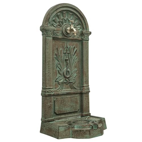 Standbrunnen Waschbecken Brunnen Eisen Wandbrunnen antik Style 83cm grün von aubaho