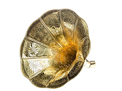 aubaho Trichter Grammophon Horn goldfarben mit Verzierungen im antik Stil von aubaho