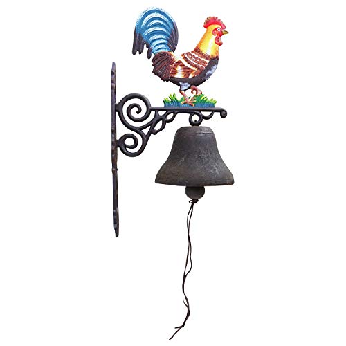Wandglocke Türglocke Glocke Gusseisen Hahn Dekoration Eisen Antik-Stil 68cm von aubaho