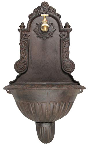 aubaho Waschbecken Wandbrunnen Garten Eisen Antik-Stil Brunnen braun 65cm von aubaho