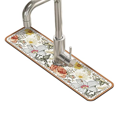 Aucun Wasserhahn-Spritzschutzmatte – Küchenspüle Abtropfmatte – Wasserhahn Wasserfangmatte – Spüle Spritzfänger hinter Wasserhahn – Trocknungsmatte für Badezimmer, Wohnmobil von Aucun