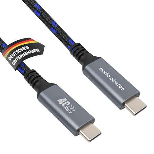 audio pirates USB-C 4.0 Kabel (240W, 40Gbit/s, 2.500MB/s) 2er Pack - 0,5 Meter – USBC Power & Datenkabel – Ladekabel USB-C mit Klettband, für Laptop, Smartphone, Monitor & mehr von audio pirates