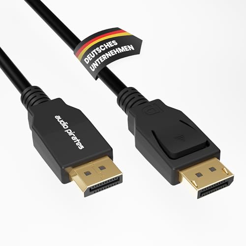 audio pirates DisplayPort 2.1 Kabel (16K UHD / 54Gbps) – VESA-lizenziertes Displayport Kabel, Monitorkabel – Displayport-Kabel 2.1, DP-Kabel mit Klettband und vergoldeten Kontakten von audio pirates