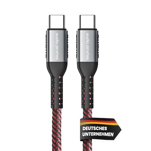 audio pirates USB C Kabel - USB 2.0 Schnellladekabel 60W (20V/5A) QC 3.0 Nylon 480 Mbps mit E-Mark Chip - Handy-Ladekabel kompatibel mit iPad Pro/Air (2024), iPhone 15, MacBook (2er Pack, 2,0 Meter) von audio pirates