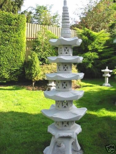 auerco Steintempel im japanischen Stil Pagode 5 stöckig - Handgefertigte Gartenfigur aus regionalem Steinguss - Zen - Dekoration für Garten & Terasse - wetterfest & langlebig von auerco