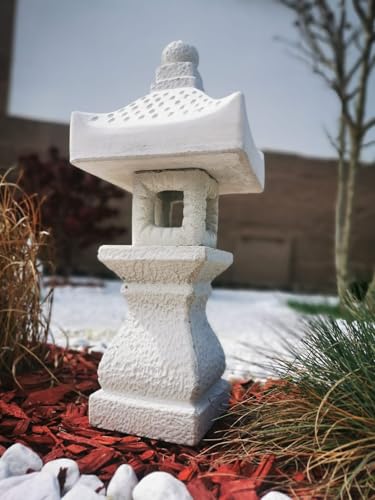 auerco Steintempel im japanischen Stil 'Yukimi auf Konsole' - Handgefertigte Gartenfigur aus regionalem Steinguss - Zen - Dekoration für Garten & Terasse - wetterfest & langlebig von auerco