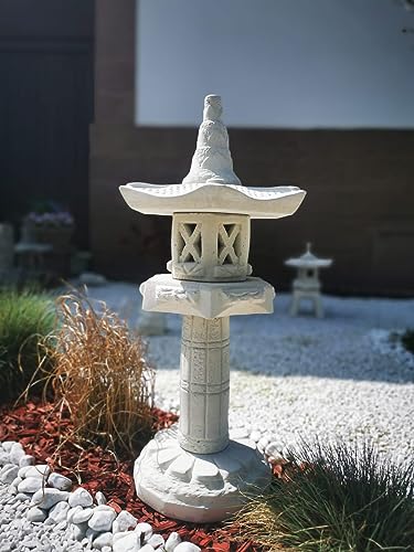 auerco Steintempel im japanischen Stil 'Yukimi auf Säule HK' - Handgefertigte Gartenfigur aus regionalem Steinguss - Zen - Dekoration für Garten & Terasse - wetterfest & langlebig von auerco