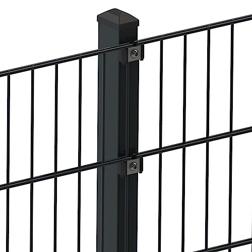 auf-mass24 Doppelstabmattenzaun 8/6/8 mit Fussplatten RAL7016 Anthrazit Länge und Höhe wählbar Doppel-Stab Matten Zaun Draht Gitterzaun Metallzaun (17.5, 1.43) von auf-mass24