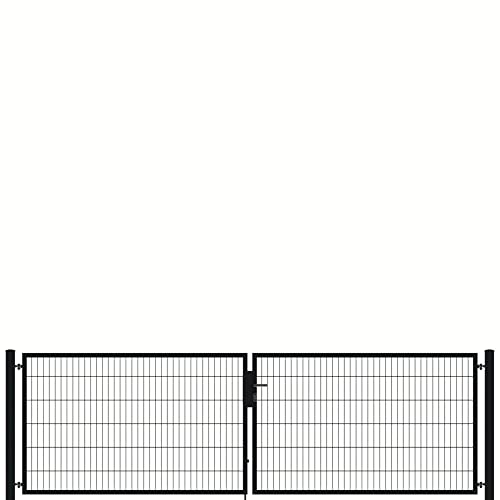 auf-mass24 Doppeltor 4,00m breit Profi Toranlage Doppelstabmattenzaun Zauntor RAL7016 anthrazit Zaun Tor Gartentor (1.23) von auf-mass24