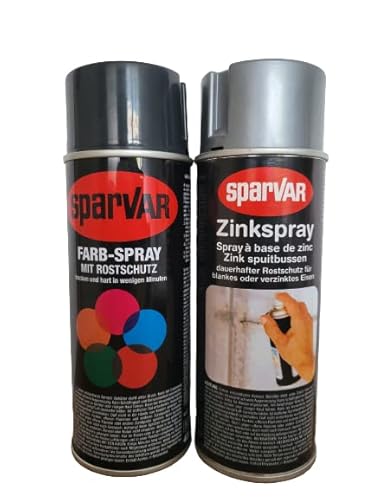 auf-mass24 Zinkspray und Farbspray Anthrazit oder Moosgrün - Reparatur-Set je 400ml Zaunspray (RAL7016 Anthrazit) von auf-mass24