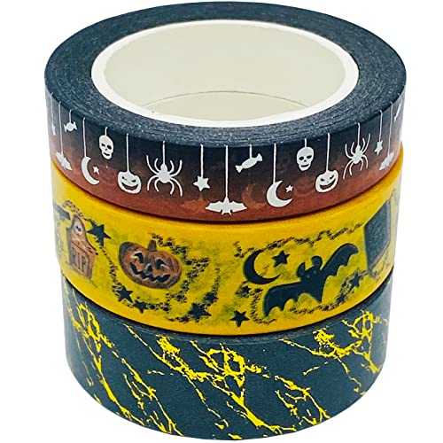 aufodara 3 Rollen Washi Tape Set Aufkleber Selbstklebend Dekoband Halloween Party Geschenk DIY Deko Scrapbooking, Klebeband Länge je Rolle 10m (Farbstil A) von aufodara