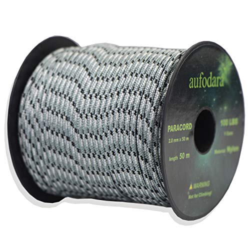 aufodara 50 Meters Paracord Schnüre 2mm Nylon Seil 1 Kern-Strängen (schwarz weiß grau, 50) von aufodara