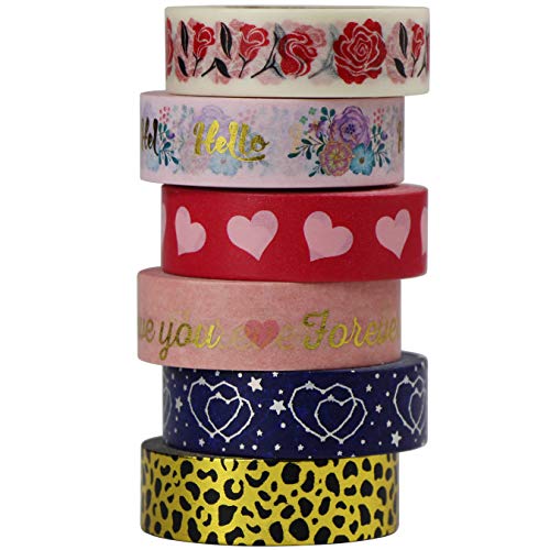 aufodara 6 Rollen Washi Tape Set dekoratives Klebeband Masking Tape für Scrapbooking DIY Handwerk 10m x 15mm von aufodara