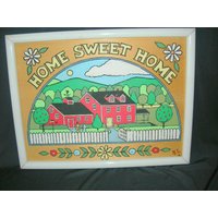 Charming Home Sweet Gemälde Auf Holz-Rotes Haus Mit Apfelbäumen-Vintage Country Decor Einweihungsgeschenk von auntflorieshouse