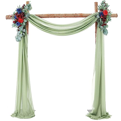 Hochzeit Bogen Sheer Draperie Hintergrund, 600x75cm Voile Vorhang Chiffon Drapierung Stoff, Tüllstoff Vorhänge Arbor Draperie für Hochzeitszeremonie Empfang Party Deckendekor, Salbei Grün, 1 Panel Hochzeit Bogen Sheer Draperie Hintergrund, 600x75cm Voile Vorhang Chiffon Drapierung Stoff, Tüllstoff Vorhänge Arbor Draperie für Hochzeitszeremonie Empfang Party Deckendekor, Salbei Grün, 1 Panel von auons