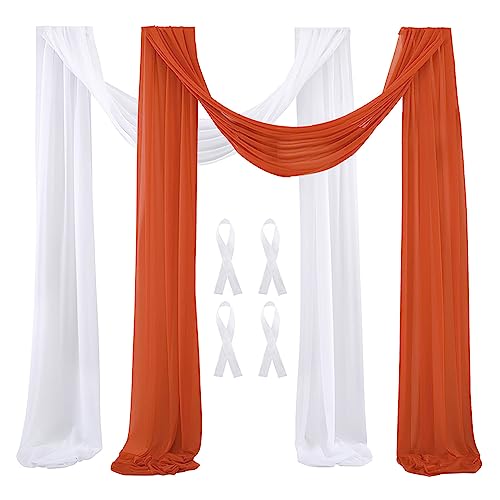Hochzeit Bogen Sheer Vorhänge Hintergrund, 600x75cm Voile Vorhang Chiffon Drapierung, Tüllstoff Vorhänge Arbor Draperie für Hochzeitszeremonie Empfang Party Deckendekor, Weiß und Karamell, 2 Panels Hochzeit Bogen Sheer Vorhänge Hintergrund, 600x75cm Voile Vorhang Chiffon Drapierung, Tüllstoff Vorhänge Arbor Draperie für Hochzeitszeremonie Empfang Party Deckendekor, Weiß und Karamell, 2 Panels von auons