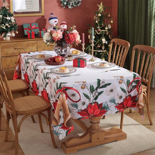 Weihnachten Tischdecke Rechteckige, Weihnachtsdekoration Xmas Tischdecke, wasserdichte Waschbare Weihnachtstischdecke, Christmas Table Cover Home Party Neujahrs Dekoration, 150 x 260 cm, A von auons