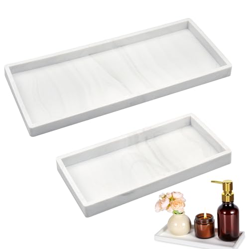 aupawdy 2 Stück Badezimmer Tablett, Rechteckiges Tablett, Badezimmertablett, Tabletts für das Bad, Badezimmer Aufbewahrungstablett für Waschtisch, Badewanne, Küchenspüle und Toilette von aupawdy