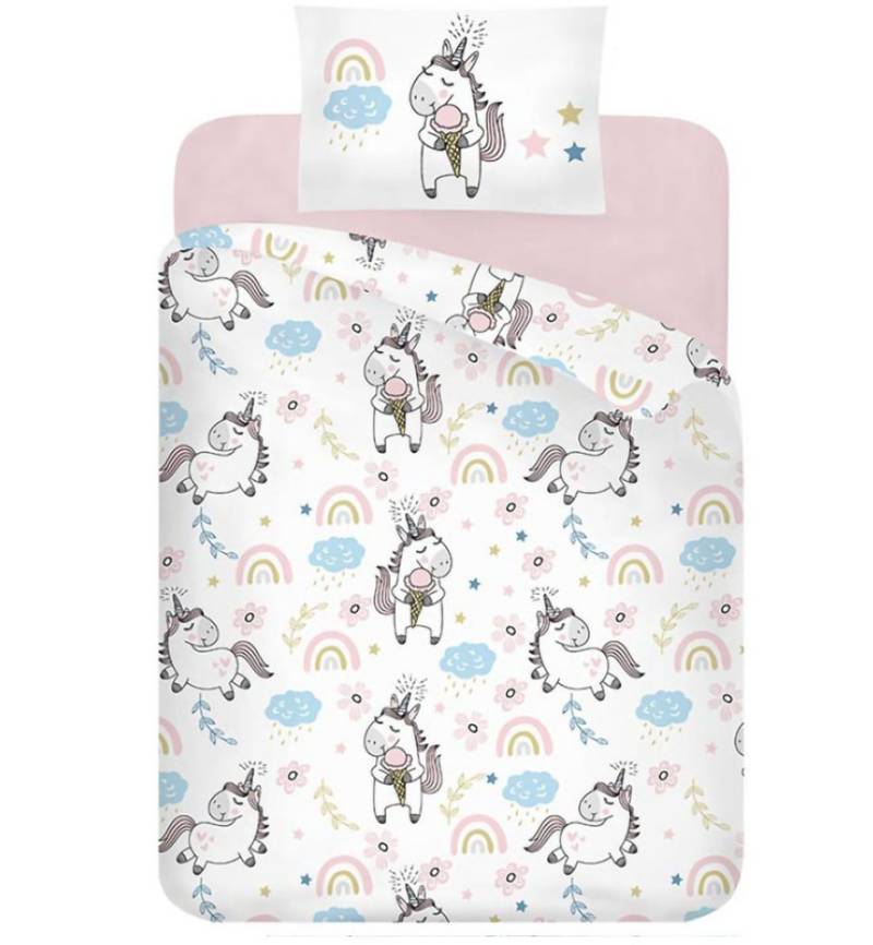 aurora Objektwäsche Kinderbettwäsche Set "Einhörner" Bettwäsche: 100x135cm + Kopfkissen: 60x40cm, Baumwolle von aurora Objektwäsche