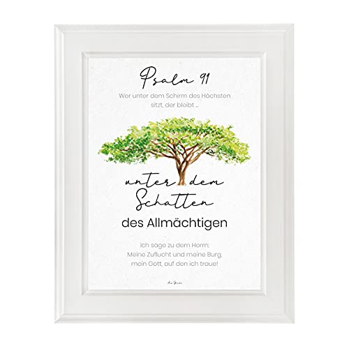 aus-gnade.de Poster Psalm 91" Baum · A3 / A4 · Bibelvers Deutsch · Ohne Rahmen (A3) von aus-gnade.de