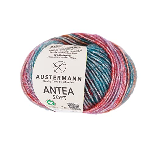 Antea Soft - Farbverlaufsgarn aus einer Baumwolle-Alpaka Mischung - 50g Effektwolle zum Stricken Farbe 06 - Petrol Antea Soft - Farbverlaufsgarn aus einer Baumwolle-Alpaka Mischung - 50g Effektwolle zum Stricken Farbe 06 - Petrol von austermann