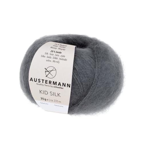 Kid Silk | Mohairwolle mit Seide | 225m/25g | Farbe: 07 - Grau von austermann