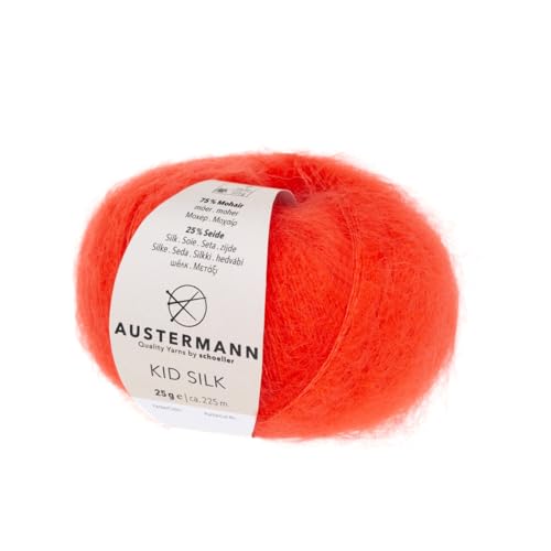 Austermann Kid Silk Farbe 42 koralle - feines Lace Garn, Mohair Lace Wolle zum Lace stricken von austermann