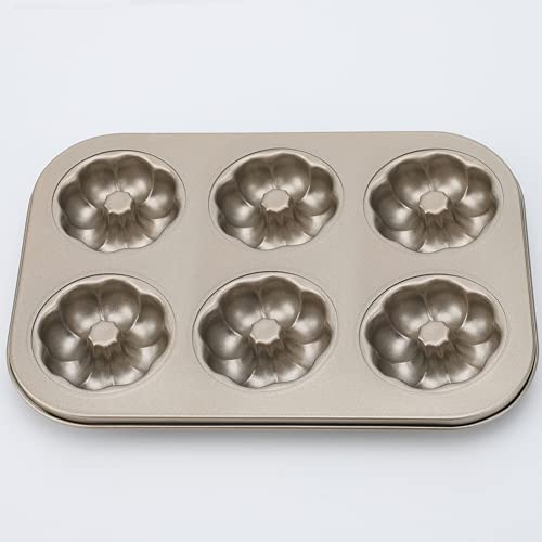 AUSUKY Donut-Form mit 6 Mulden, Edelstahl, Kuchenform, Küchenwerkzeug, Backform (E) von ausuky