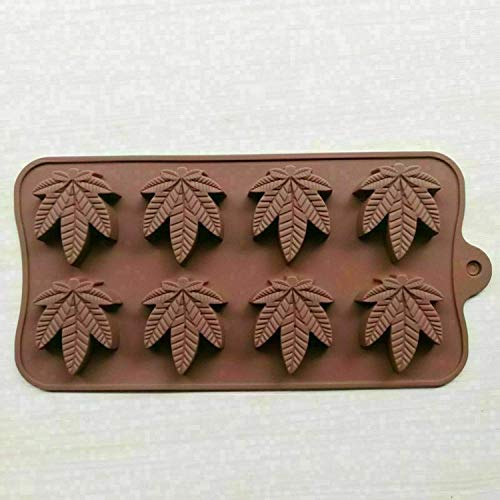 ausuky Silikon-Backform Cannabis-Blatt-Form Schokoladenform DIY Fandont Keks Kuchen Backform Brown 670.5 ml Blattform von ausuky