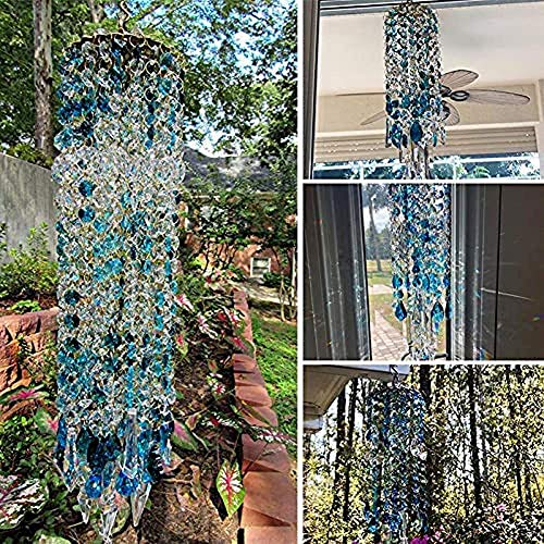 ausuky Blaues Aurora-Kristall-Windspiel zum Aufhängen, Ornament für Haus und Garten von ausuky