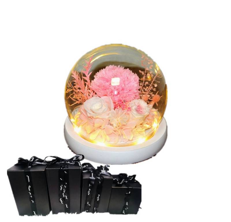 Kunstblume Valentinstag Geschenk Ewige Blumen Glasabdeckung Echte Blumen, autolock, Nelken Arrangement Muttertag Geburtstag Geschenkideen für Mama! von autolock