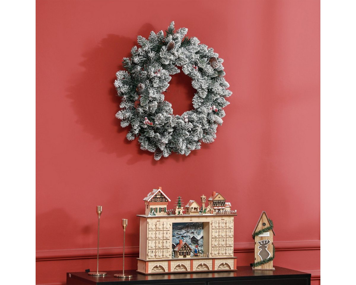 Kunstkranz Weihnachtskranz mit LED-Beleuchtung und Roten Beeren, autolock, Kunstkranz Türkranz Weihnachten Ø60 x 10 cm Grün Kunstkranz Weihnachtskranz mit LED-Beleuchtung und Roten Beeren, autolock, Kunstkranz Türkranz Weihnachten Ø60 x 10 cm Grün von autolock
