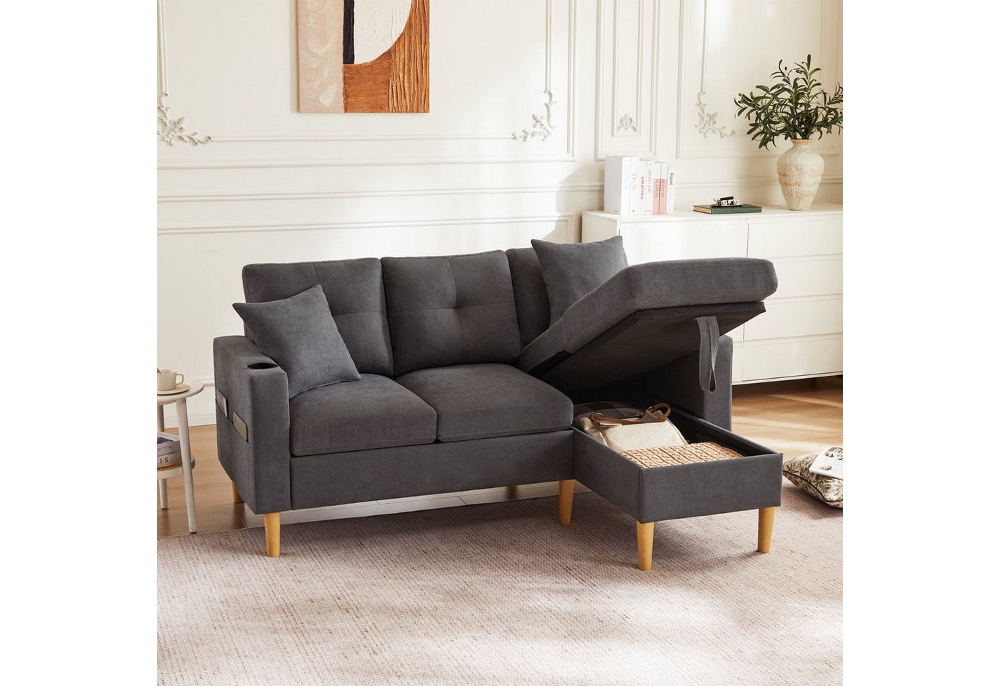 autolock 3-Sitzer Ecksofa L-förmiges Sofa mit Chaiselongue, Versteckter Stauraum, für Wohnzimmer, Büro, Wohnung von autolock