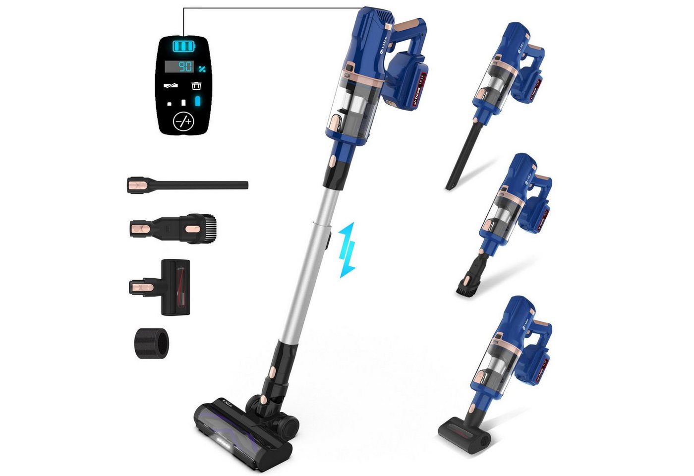 autolock Akku-Handstaubsauger V11 kabelloser Stabstaubsauger 300-W-Motor, 4000-mAh-Akku, LED-Display, 2-in-1-Handstaubsauger und Bodenreinigung mit HEPA-Filterung von autolock