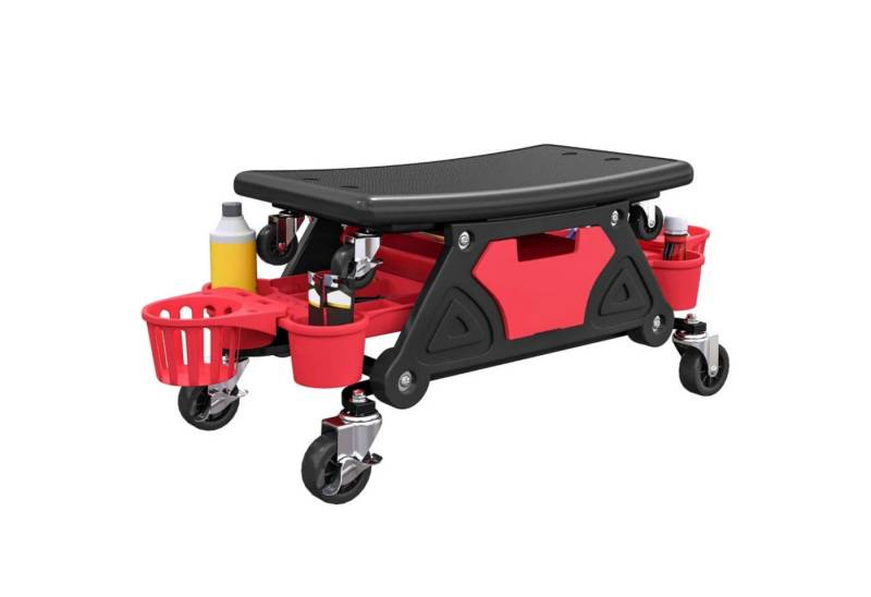 autolock Arbeitshocker Werkstatthocker mit Rollen abnehmbar Sitz, Ablagefläche,Schublade, Rollhocker bis 135 kg belastbar Arbeitshocker Rollsitz Werkstattsitz von autolock