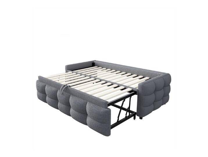 autolock Ausziehbett Polsterbett, Ausziehbares Schlafsofa,Teddy Samt Stoff, grau, Grau von autolock