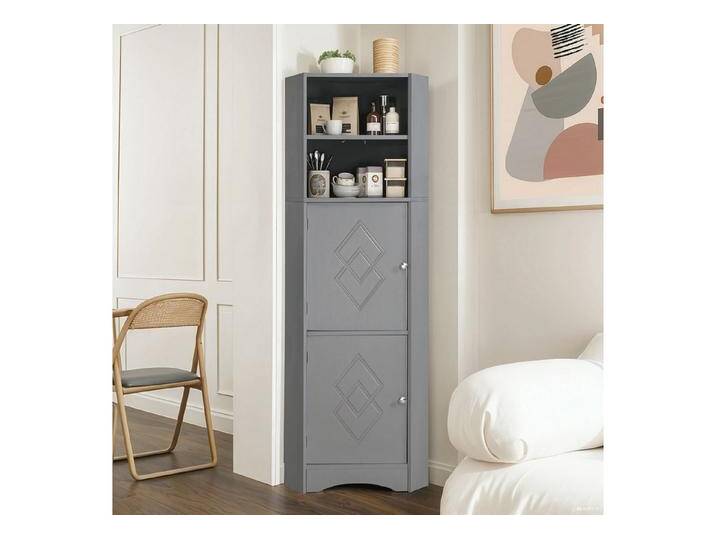 autolock Badkommode HochschrankBadschrank mit verstellbarem Einlegeboden, Kippschutz (Eckschrank 36.5x 36.5 x 155 cm, mit 2 Ablagefächern, offenes Fach), Badmöbel für Bad & Wohnzimmer von autolock