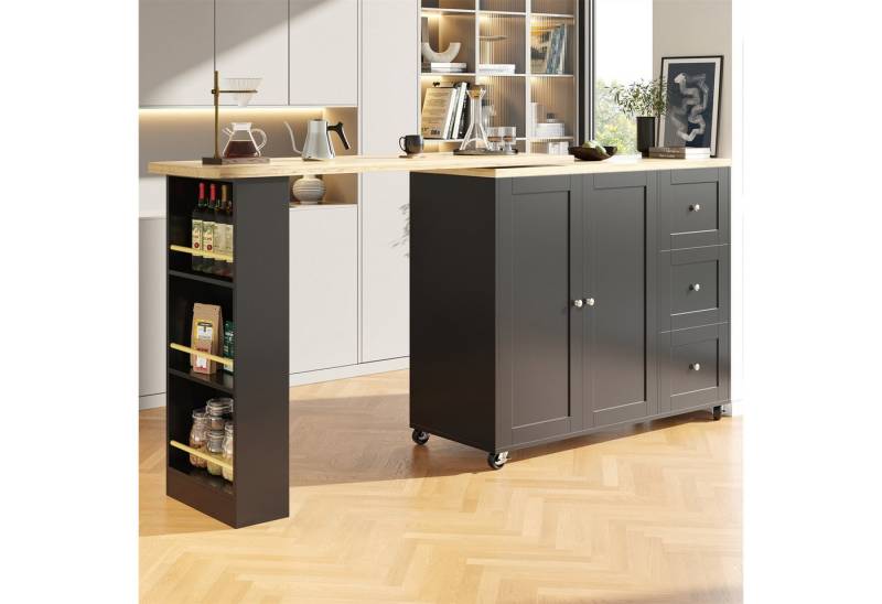 autolock Bartisch 360° drehbarer Stehtisch, mit 3 Schubladen, Snackhalter von autolock