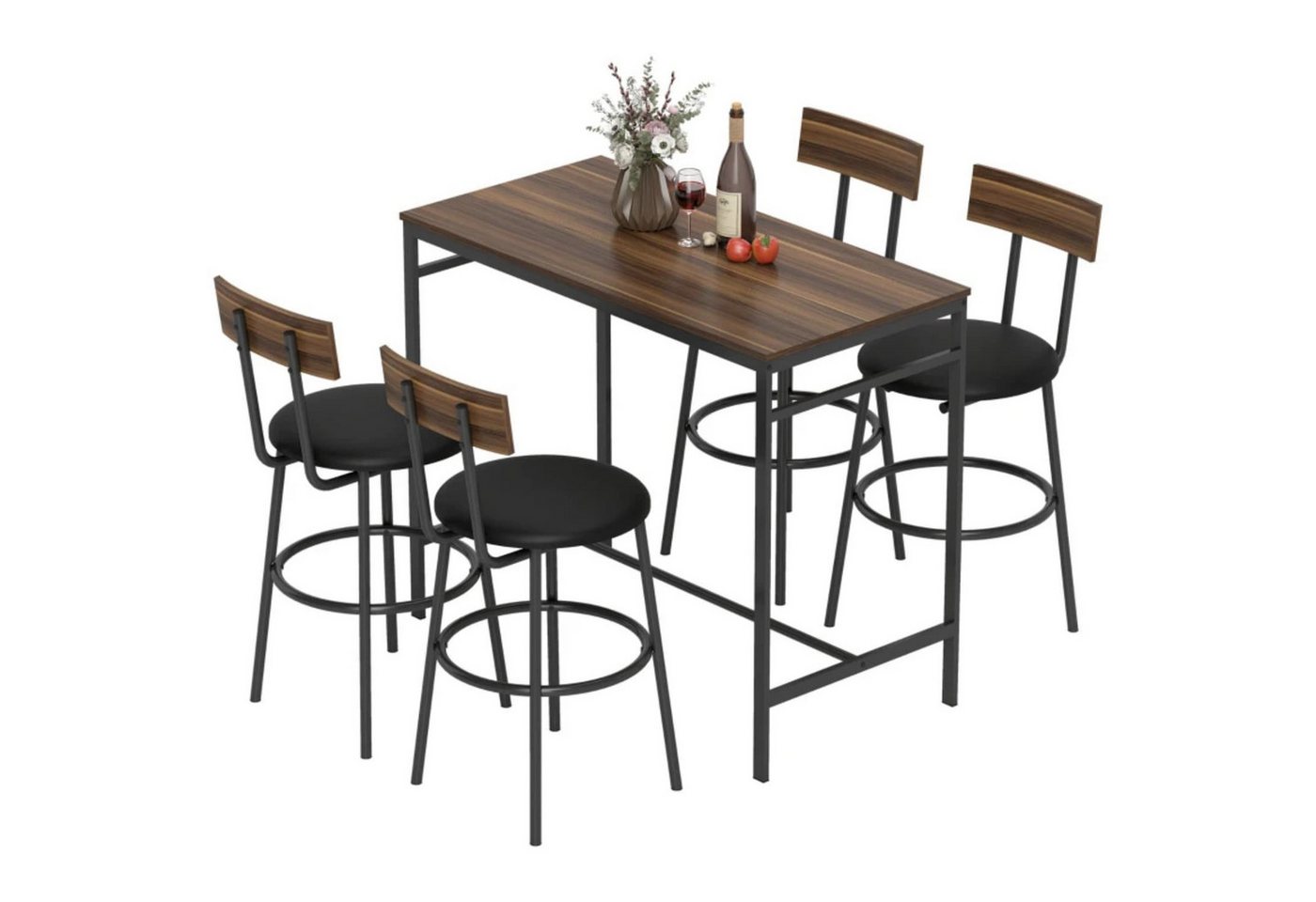 autolock Bartisch 5-teiliges Bartisch-Set mit 4 Stühlen,Industrielles Design,für Küche, 4 Barhocker für Esszimmer, Aus Holz und Stahl autolock Bartisch 5-teiliges Bartisch-Set mit 4 Stühlen,Industrielles Design,für Küche, 4 Barhocker für Esszimmer, Aus Holz und Stahl von autolock