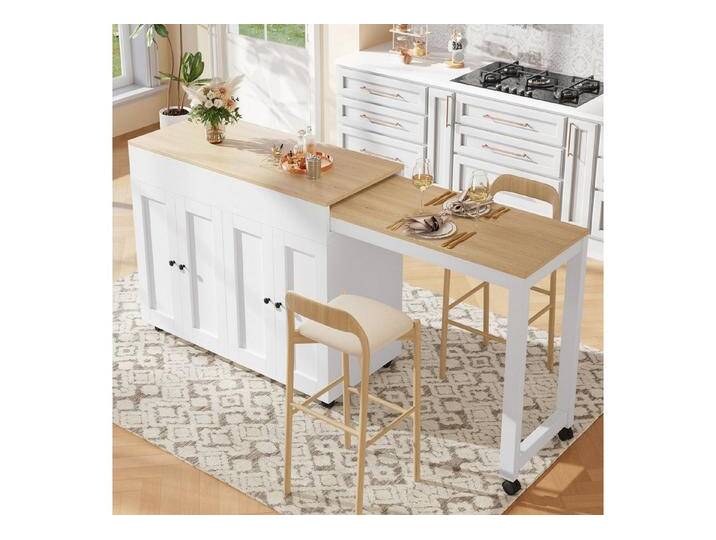 autolock Bartisch Kücheninsel mit ausziehbarer Tischplatte 118-180×50 für 4-6 Personen (118-180 × 50 × 94 cm), Multifunktionaler Ausziehtisch Stehtisch Bistrotisch für Esszimmer von autolock