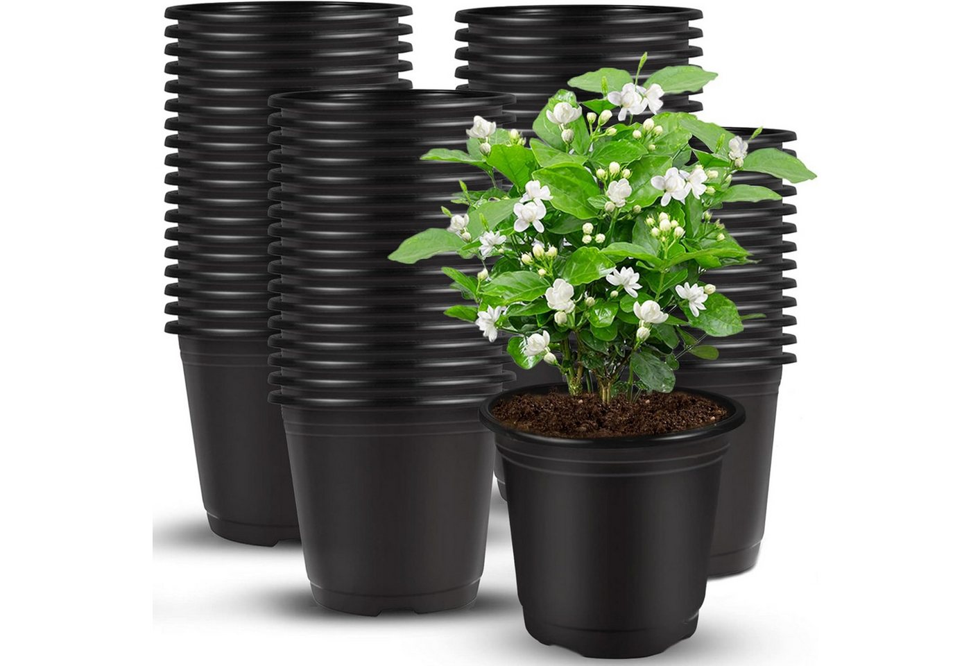 autolock Blumentopf 150 stücke 10cm Blumentöpfe Kindergarten Töpfe Schwarz Blumentopf, für Gärten und Innenhöfe von autolock
