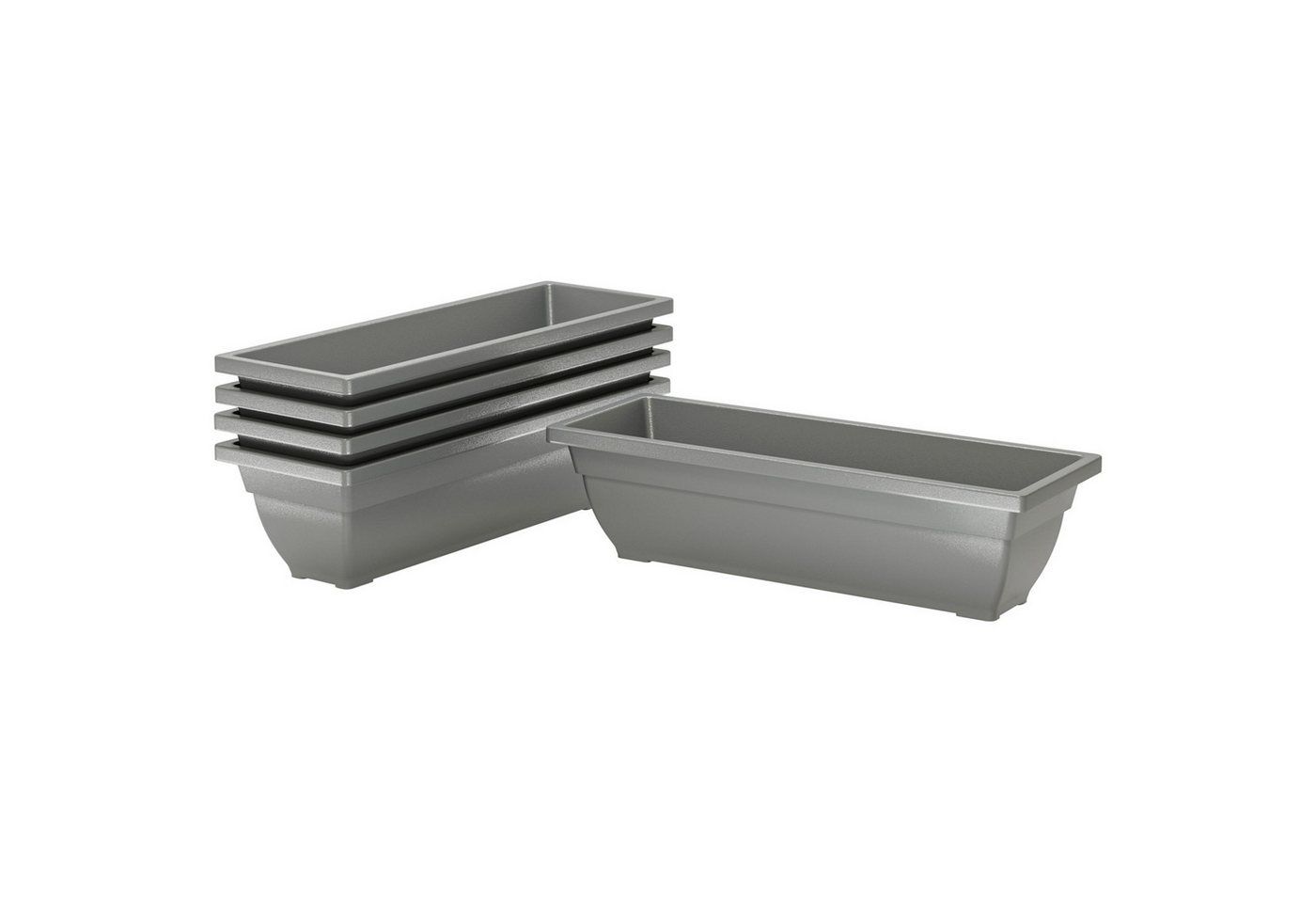 autolock Blumentopf 5er Set Blumentopf aus Kunststoff, stapelbar Blumentöpfe Set (5 St., 59 x 21 x 16 cm), wetterfest Übertopf, Töpfe für innen und außen, Grau von autolock