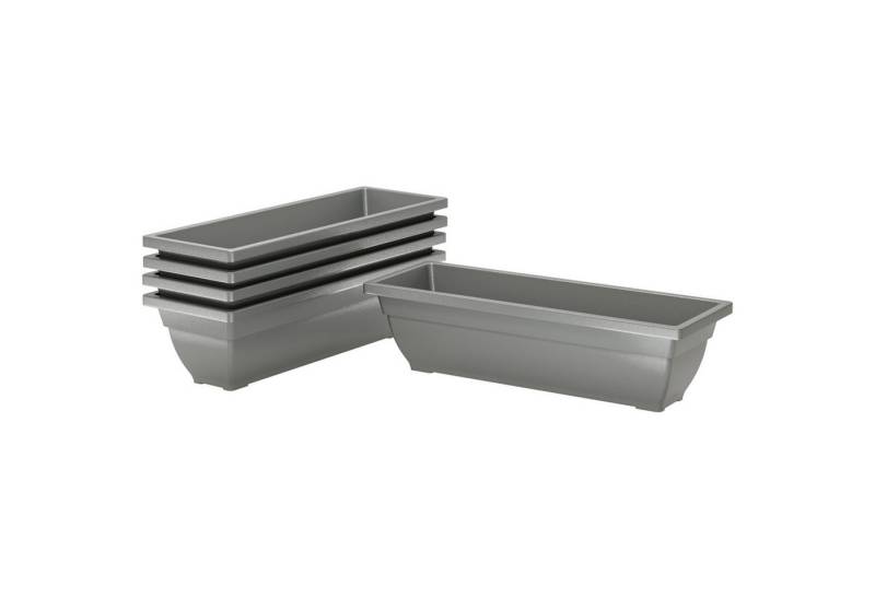 autolock Blumentopf 5er Set Blumentopf aus Kunststoff, stapelbar Blumentöpfe Set (5 St., 59 x 21 x 16 cm), wetterfest Übertopf, Töpfe für innen und außen, Grau von autolock