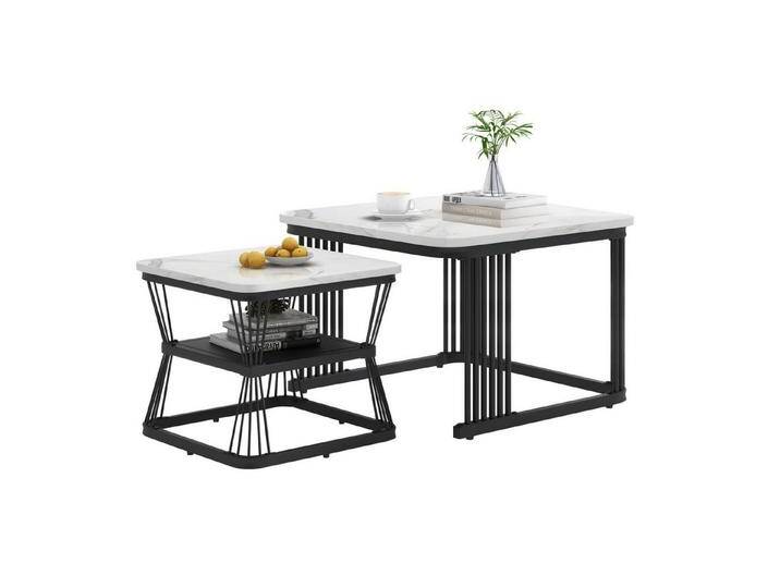 autolock Couchtisch 2er-Set moderne Beistelltische, MDF in Marmoroptik, Stahlrohr, 2 Tische mit den Maßen 65x65x45 cm und 45x45x39,5 cm, schwarz weiß autolock Couchtisch 2er-Set moderne Beistelltische, MDF in Marmoroptik, Stahlrohr, 2 Tische mit den Maßen 65x65x45 cm und 45x45x39,5 cm, schwarz weiß von autolock