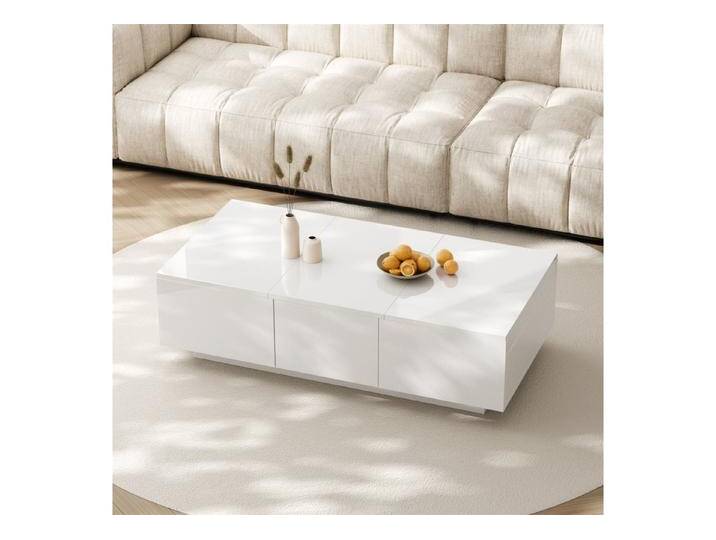 autolock Couchtisch Couchtisch, Wohnzimmertisch mit Push-Pull-Aufbewahrungsstruktur, weiß von autolock