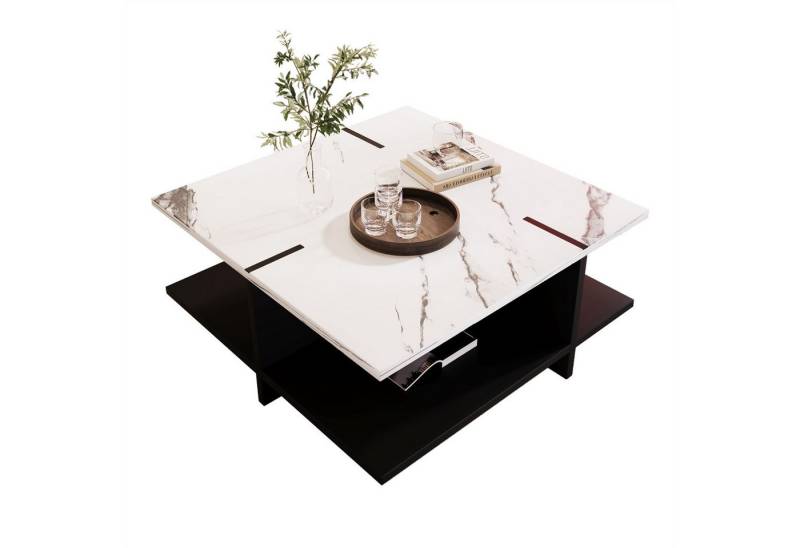 autolock Couchtisch Couchtisch,minimalistisches Schwarz-Weiß-Design,Marmoroptik von autolock