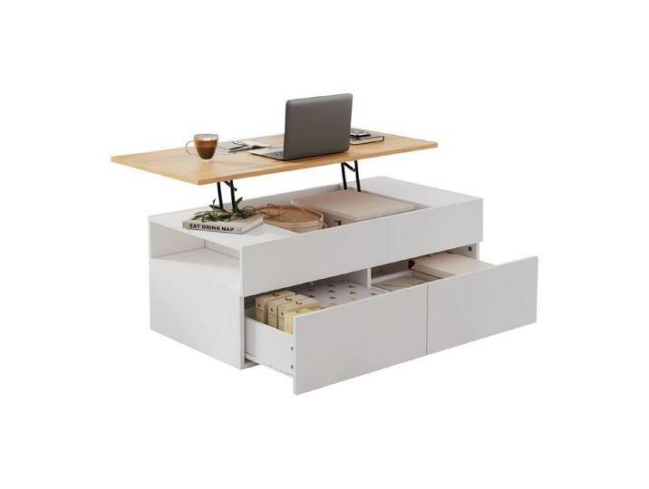 autolock Couchtisch Couchtisch Höhenverstellbarer Kaffeetisch mit Verstecktem Stauraum, Sofatisch mit 2 schubladen von autolock